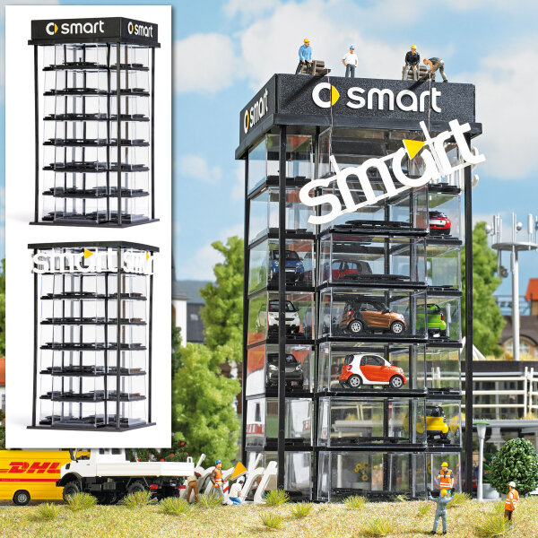 Busch H0 1001 Gebäude-Bausatz Smart Car Tower Glasturm 7-stöckig f. 28-Modelle