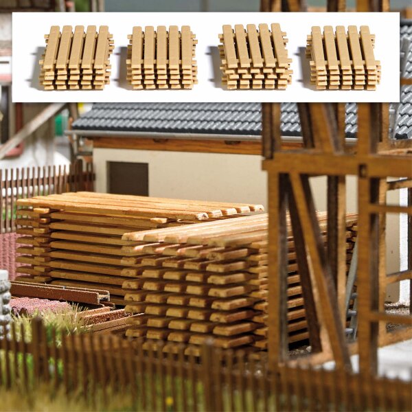 Busch H0 7760 Bretterstapel Holzbretter Palette 20-tlg. 45 x 23 mm, Höhe: 2 mm