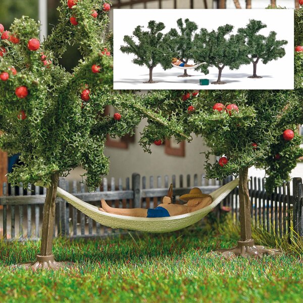Busch H0 7863 Action Set: Mann in Hängematte mit Bäumen Szenenset Diorama 1:87