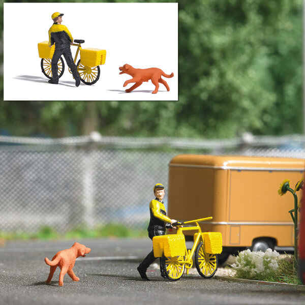 Busch H0 7885 Action Set: Briefzustellung mit Figur & Hund Szenenset Diorama