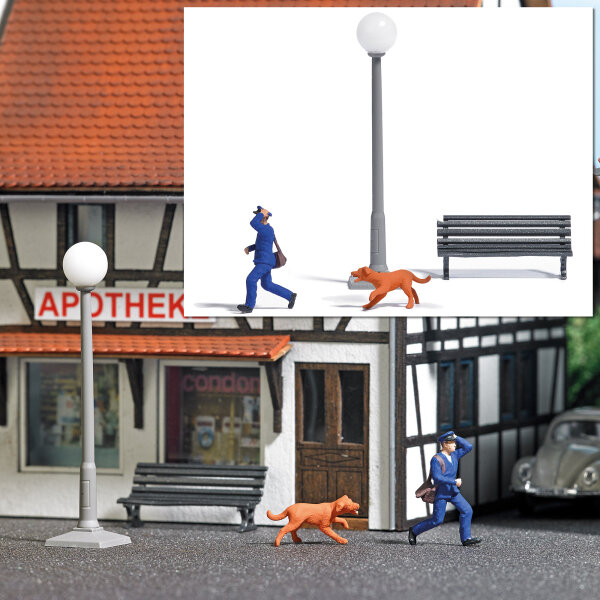 Busch H0 7889 Action Set: Auf der Flucht mit Figur & Hund Szenenset Diorama