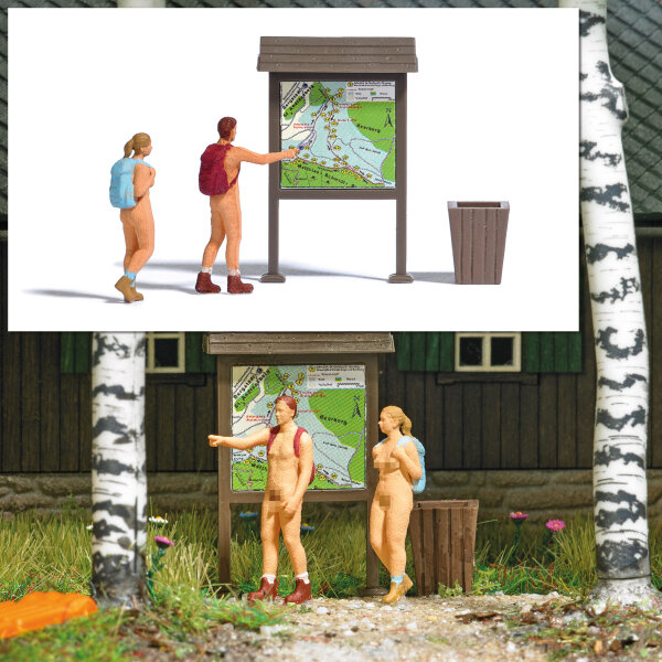 Busch H0 7947 Action Set: Nacktwanderer mit Figuren Szenenset Diorama 1:87