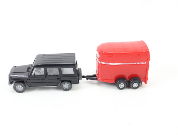 Wiking H0 Modellauto Werbemodell PKW MB 230 mit Pferdetransporter Westfalia 1:87