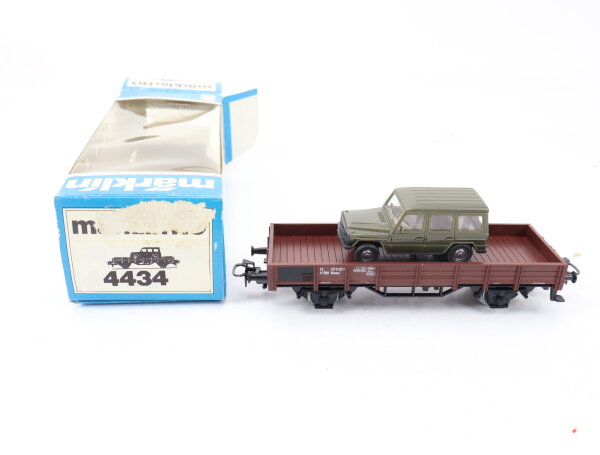 Märklin H0 4434 Güterwagen Niederbordwagen ÖBB beladen mit Wiking PKW MB