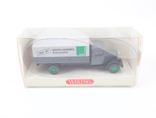 Wiking H0 Modellauto Pritschenlastzug Werbemodell "Mann+Hummel Automotive" 1:87