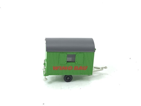 Wiking H0 656 02 20 Modellauto Anhänger Bauwagen WIMO Bau grün 1:87