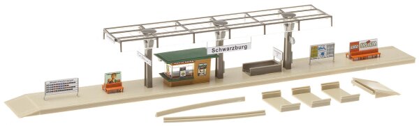 Faller H0 120188 Gebäude-Bausatz Bahnsteig mit Kiosk + 2x Verlängerungsstücke