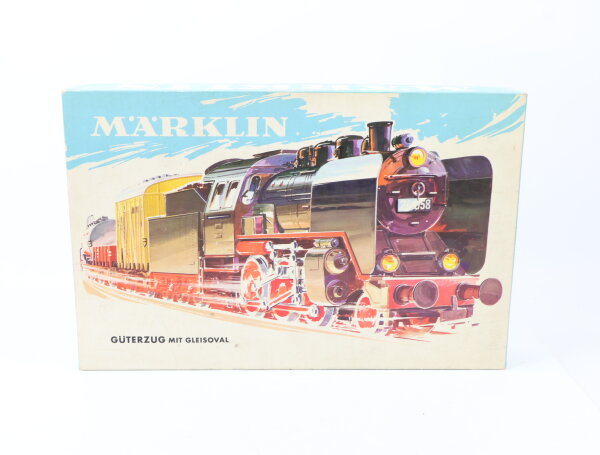 Märklin H0 3203 Zugset 4-tlg. Güterzug mit Dampflok u. M-Gleis-Oval / Prüfsiegel