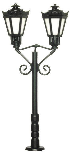 Viessmann 6073 H0 Parklaterne zweiflammig, schwarz, 2 LEDswarmweiß