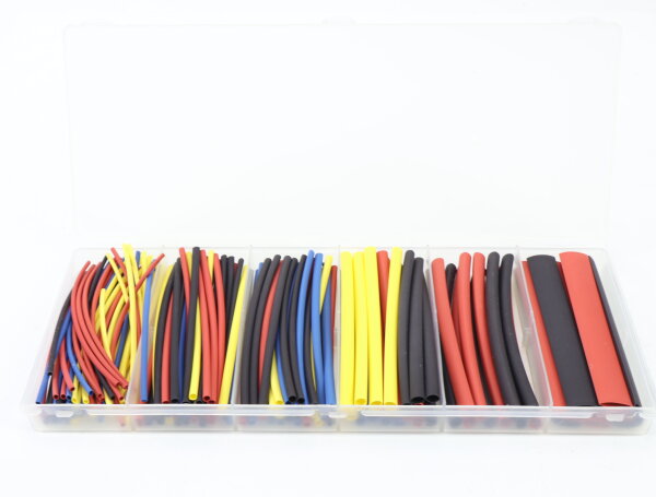 Zubehör Schrumpfschlauch-Set rot gelb blau schwarz 160-teilig / 100 mm