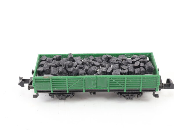 Minitrix N  Güterwagen Niederbordwagen mit Ladung grün