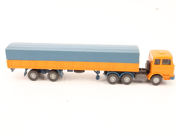 Wiking H0 735/1A Modellauto LKW Pritschen Sattelzug MB 2223 gelborange 1:87
