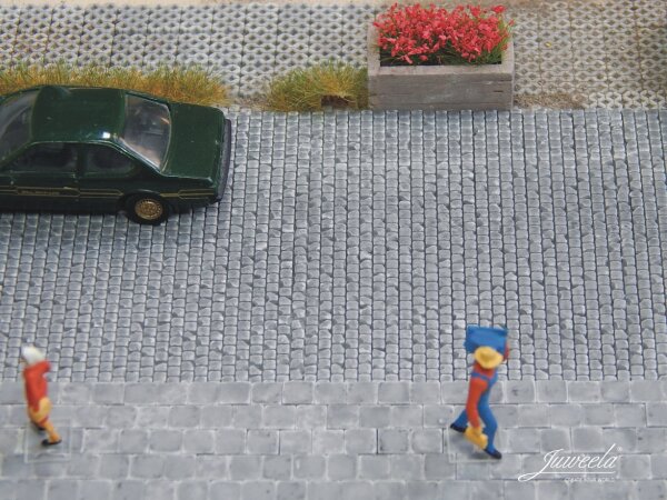 Juweela 28269 H0 Gehweg-/Bürgersteigplatten 40x40, grau dunkel 870x 1:87