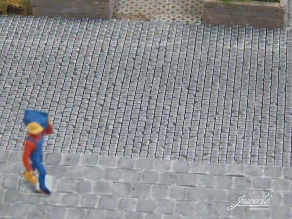 Juweela 28270 H0 Gehweg-/Bürgersteigplatten 40x40, grau dunkel 2600x 1:87