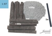 Juweela H0 28383 Schüttbahnsteig Holzschwellen (30 Stück) + Gleisprofil + Schutt 1:87