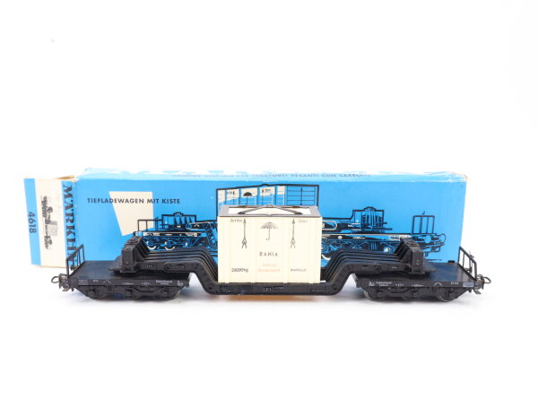Märklin H0 4618 Güterwagen Tiefladewagen mit Überseekiste BAHIA 980 896 DB