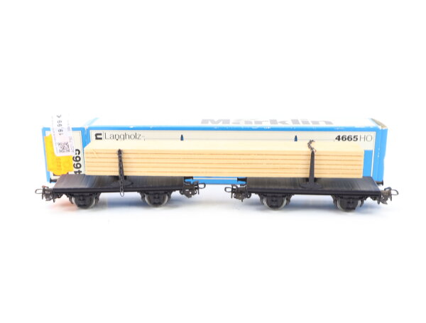 Märklin H0 4665 Güterwagen Langholzwagen 2-tlg. mit Ladegut