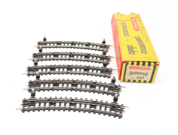 Trix Express H0 737 Gleismaterial 5x Kontaktgleis gebogen Pappschwellen OVP