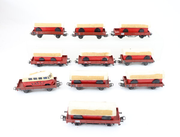 Märklin H0 4423/4503 10x offener Güterwagen Niederbordwagen mit Zirkuswagen