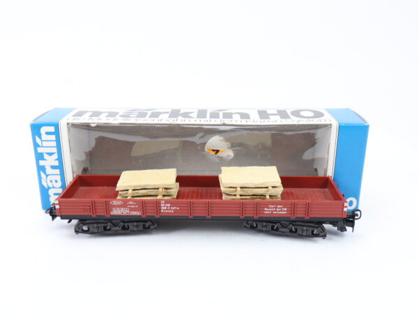 Märklin H0 4473Güterwagen Niederbordwagen mit Ladung 398 0 247-4 Rlmms braun DB