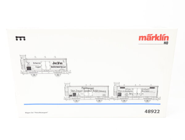 Märklin H0 48922 gedeckter Güterwagen -Set 3-tlg. "Fleischtransport" / NEM MHI