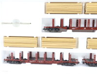 Märklin H0 4516 Güterwagenset 3-tlg. Rungenwagen "Holztransport" DB / NEM OVP