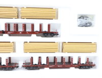 Märklin H0 4516 Güterwagenset 3-tlg. Rungenwagen "Holztransport" DB / NEM OVP