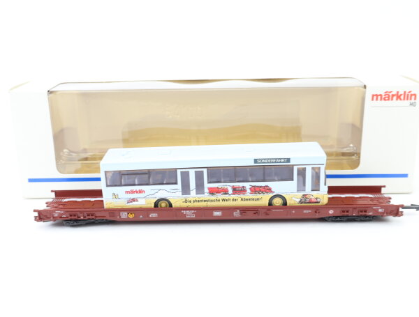 Märklin H0 4743 Güterwagen Niederflurwagen mit Bus "Sonderfahrt" 498 3 103-0 DB