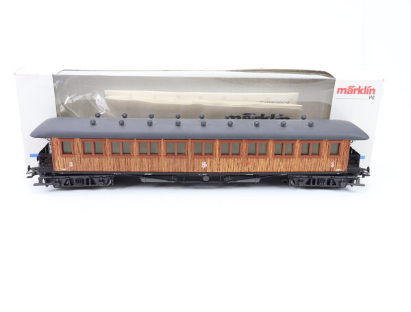 Märklin H0 4270 schwedischer Personenwagen Echtholz 3. Klasse 3652 SJ /Licht NEM