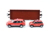 Märklin H0 00752-08 Güterwagen Niederbordwagen mit Feuerwehr PKW 313 2 351-0 DB