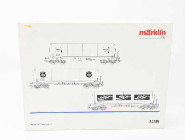 Märklin H0 84519 Kesselwagen-Set 3-tlg. "Coca Cola" 056-7 / 127-5 / 105-5 SJ NEM