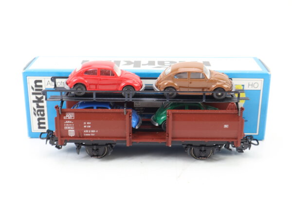 Märklin H0 4612 Güterwagen Autotransportwagen beladen 433 2 001-7 DB braun / OVP