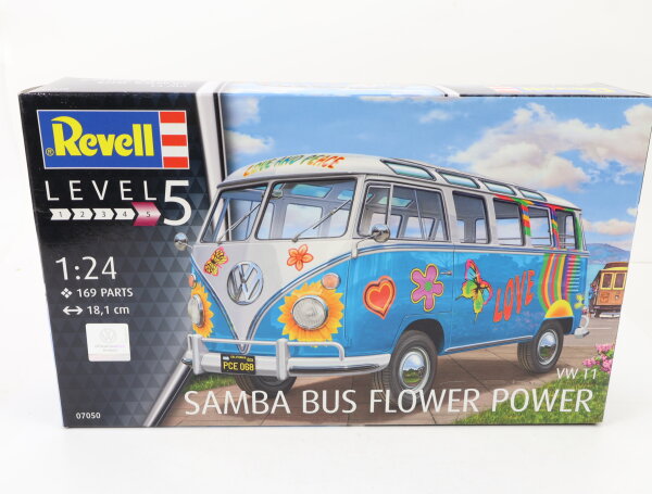 Revell 07050 Modellauto Bausatz Volkswagen VW T1 Samba Bus "Flower Power" 1:24