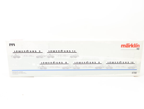 Märklin H0 4798 Güterwagenset 5-tlg. Druckgas-Kesselwagen ,,Löwengas DB / NEM