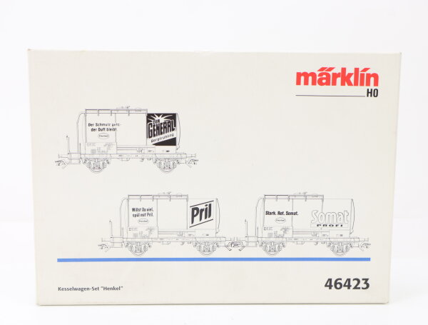 Märklin H0 46423 Güterwagen-Set 3-tlg. Kesselwagen "Henkel" DB / NEM