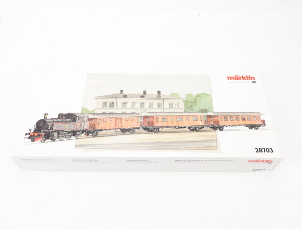 Märklin H0 28703 Zugset 4tlg historischer Personenzug "Holzzug" SJ / Digital NEM