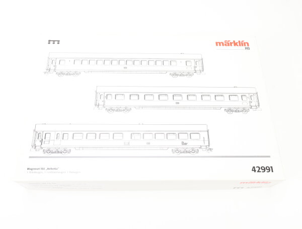 Märklin H0 42991 Personenwagen Set 3-tlg. "TEE Helvetia" / NEM Licht