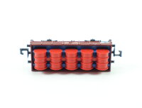 Minitrix N 3513 offener Güterwagen Niederbordwagen mit Fässern 804 317 DB