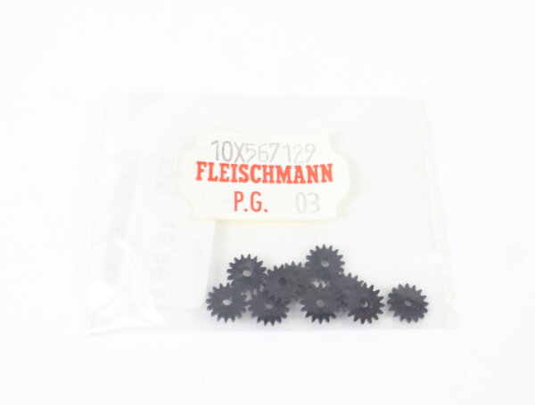 E1641 Fleischmann H0 567129 Ersatzteil 10x Zahnrad Z=16 M0,4 - schwarz