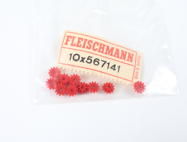 E1641 Fleischmann H0 567141 Ersatzteil 10x Zahnrad Z=8/12 - rot