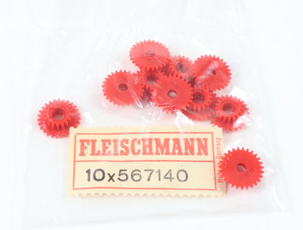 E1641 Fleischmann H0 567140 Ersatzteil 10x Zahnrad Z=17/27 - rot