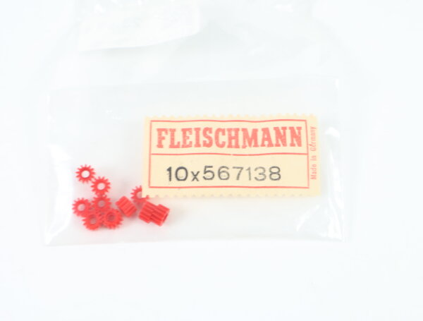 E1641 Fleischmann H0 567138 Ersatzteil 10x Zahnrad Z=13 M0,3 - rot