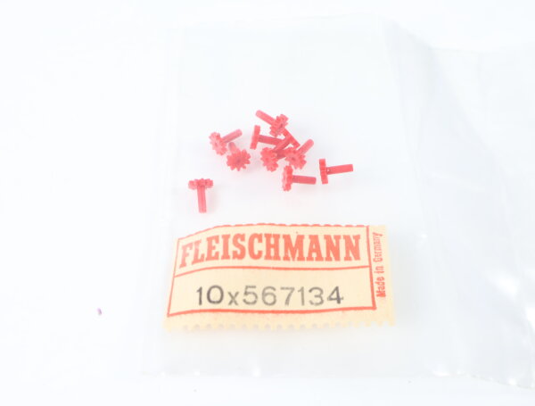 E1641 Fleischmann H0 567134 Ersatzteil 10x Zahnrad Z=10 M0,4 - rot