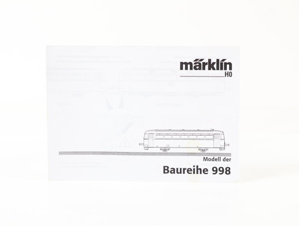 Märklin H0 Beschreibung Anleitung für Schienenbus "Modell der Baureihe 998"