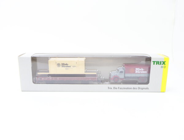 Trix H0 24093 Wagenset 2-tlg. Museumswagen 2012 mit LKW "Mink-Bürsten" / NEM