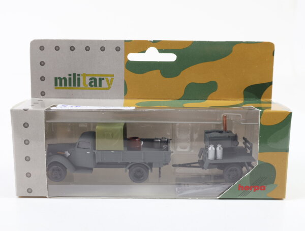 Herpa military H0 745185 Militärfahrzeug Ford G 917 T LKW mit Anhänger grau 1:87