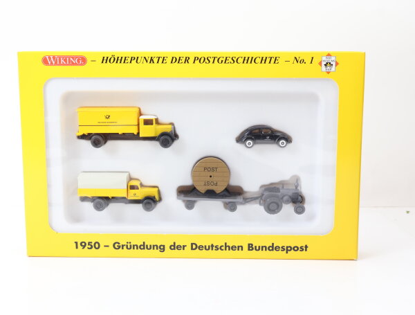 Wiking H0 81-08 Modellauto Set "1950 Gründung der Deutschen Bundespost" 1:87