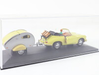 Hongwell Modellautoset 2-tlg. PKW Porsche 356B Cabriolet mit Wohnwagen 1:43