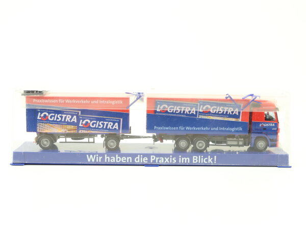 AWM H0 52390 Modellauto LKW Koffer-Lastzug MB ACTROS V8 "Logistra" 1:87 / OVP