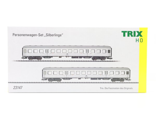 Trix H0 23147 Personenwagen-Set 2-tlg. Silberlinge 2. Klasse DB / NEM Licht OVP